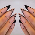 24Pcs Nude Pink Almond False Nails Glitter Powder Designs Fake Nail Long Stiletto Nails Set Artificial Wearable Press on Nails