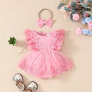Summer Newborn Baby Girls Mesh Romper Dresses For Infant Solid Dress Toddler Girls Clothes