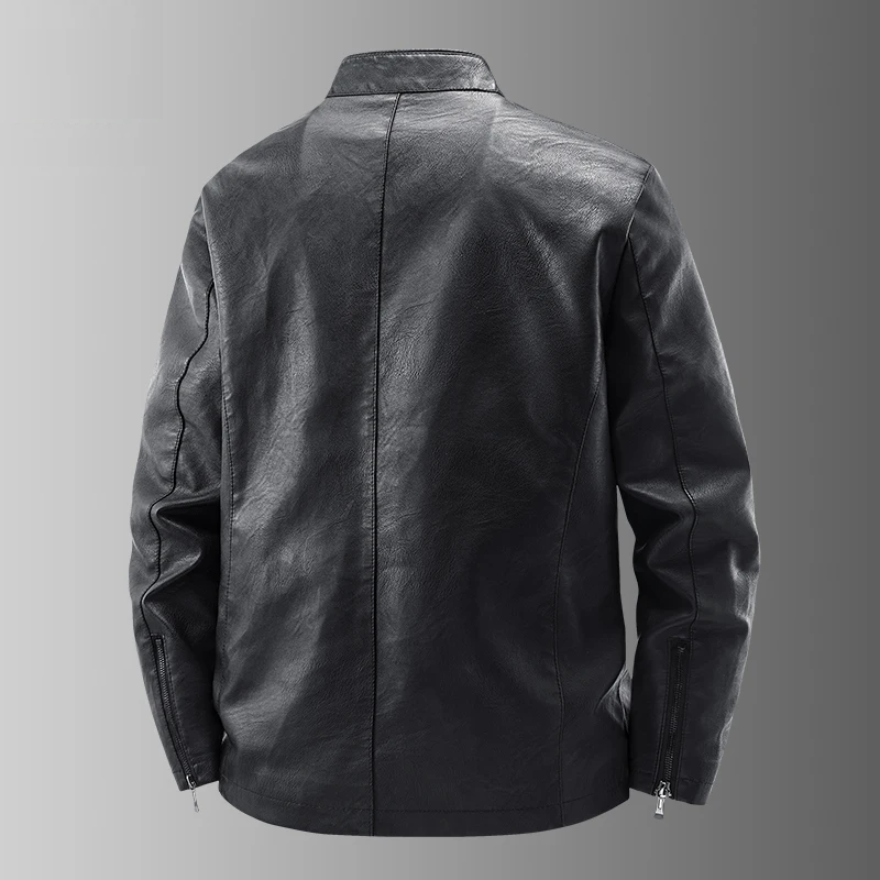 Autumn winter Jacket Men Light Luxury Casual Fit Slim Baseball Clothes Man Trendy Motorcycle Leather Coat