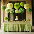 13Pcs Green Tissue Pom-Pom Decoration Set, Tissue Flower Hanging Paper Flower Decoration Wedding, Birthday, Party Decoration
