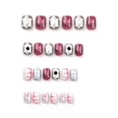 Wearable Stars Y2k Nails Press On Short Square 24pcs Fake Nails Silver Stripes False Nails Decoration Glitter Nail Tips Finished