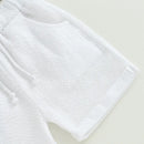 Toddler Infant Baby Boy Girl Summer Clothes Solid Cotton Linen Short Sleeve Button Up T-Shirt Elastic Shorts Set 2Pcs Outfits