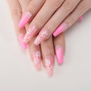 Nails Ballet False nails Pink flower UV gel Naturally decorated nails