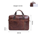 Genuine Leather Laptop Briefcase for Men Retro Travel Messenger Bags 15.6 Inch High Capacity Shoulder Bag
