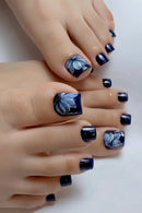 Light-Blue Petal Design Toenails 24 Pieces Durable Material Comfortable Lightweight