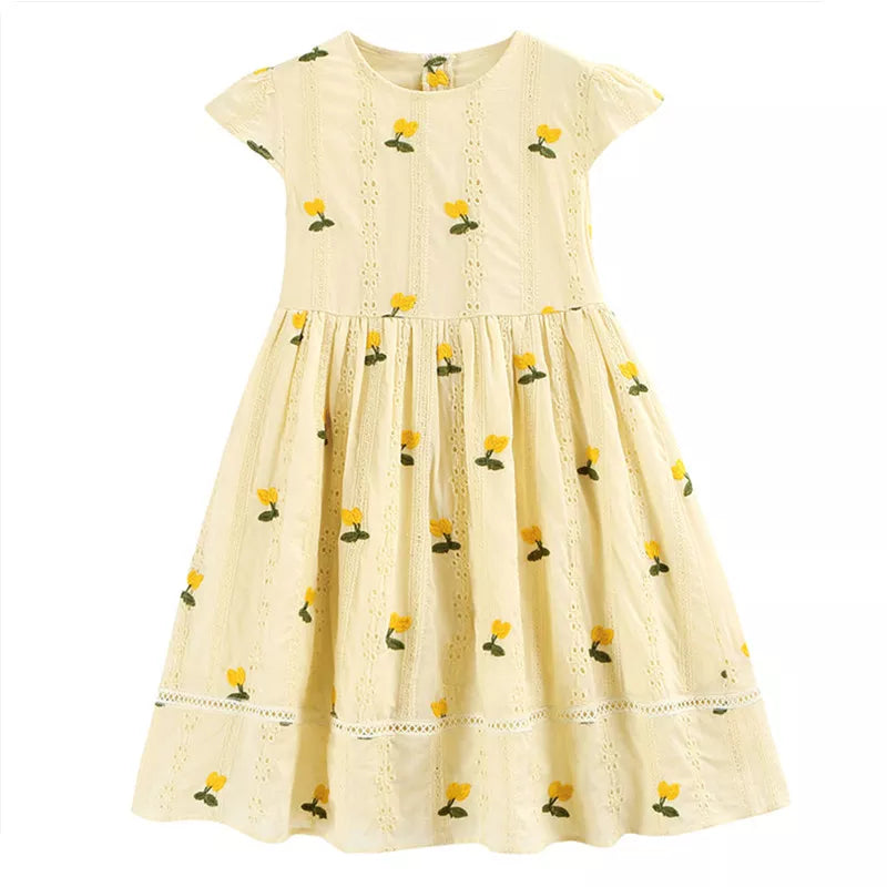 kids girl summer embroidery floral cotton lace flare dress child teen girls fashion princess party dresses
