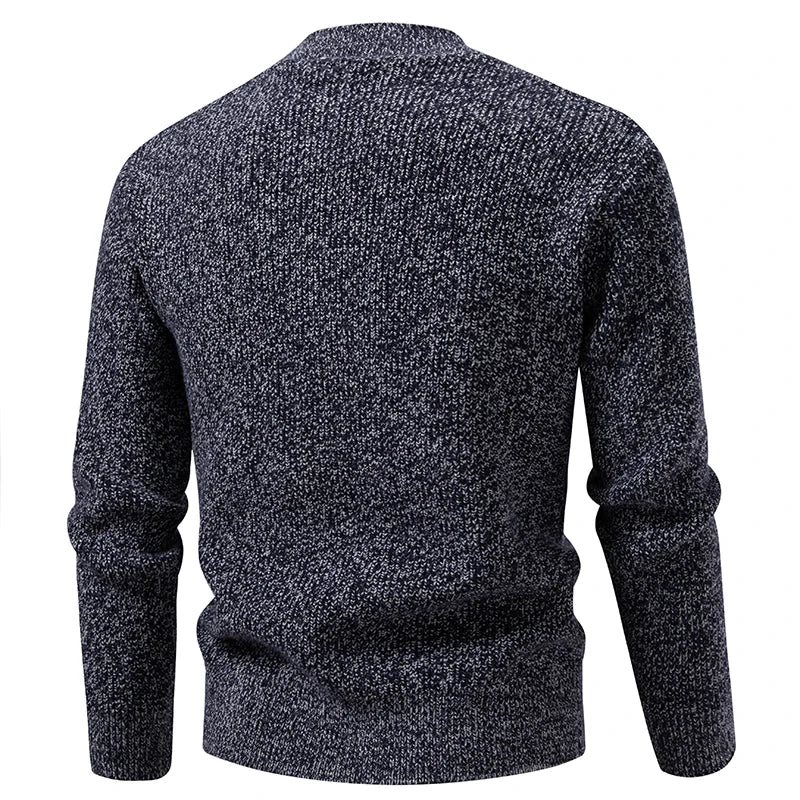 Winter Men's Knitted Pullovers Button Stand Collar Knit Sweater Men Warm Casual Sweater