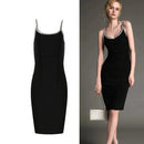 Luxury Crystal Neckline Open Back Party Night Dresses Black Short Clubwear