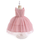 Bow Bridesmaid Girls Christmas Dress Tulle Birthday Party Wedding Kids Dress for Girls Princess