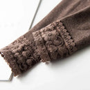 Thicken Vertical Stripes Lace Stitching Leggings Women Autumn Winter Pants Stretch High Waist Leggings