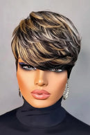 Mannequin head with styled hair against a gray background, Obroi