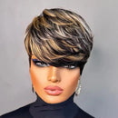 Mannequin head with styled hair against a gray background, Obroi