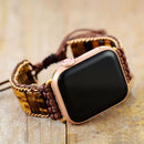 Men Natural Lava Stone Watch Strap 38mm/45mm Healing Beaded Band Bracelet For Iwatch Series 1-7 Accessories