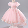 Pink children's dress on a mannequin against a gray background, Obroi