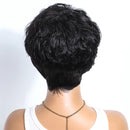 Black wig on a mannequin head against a white background, Obroi