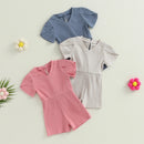 Summer Toddler Baby Girls Boy Rompers Clothes Solid Ribbed Jumpsuits Playsuits Clothes