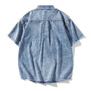 Short sleeved Casual Denim Shirt Lapel Shirt