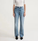 Early Spring Washed Wide Cotton Twist Seam High Waist Loose Straight Jeans