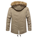 Winter Jacket Parkas Men Cotton Thick Fleece Warm Collar Hooded Parka Casual Multiple Pockets Windproof Jackets