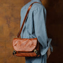 Functional Messenger Bag Men  Leather Shoulder Bag Retro Casual Vegetable Tanned Leather Messenger Bag