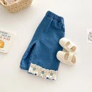 Spring Girls Denim Jeans Lace Trim Casual Pants for Babies & Toddlers