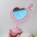Mirror Vanity Desktop Table Heart Shaped Simple Rotatable Pink Travel Girl Gift