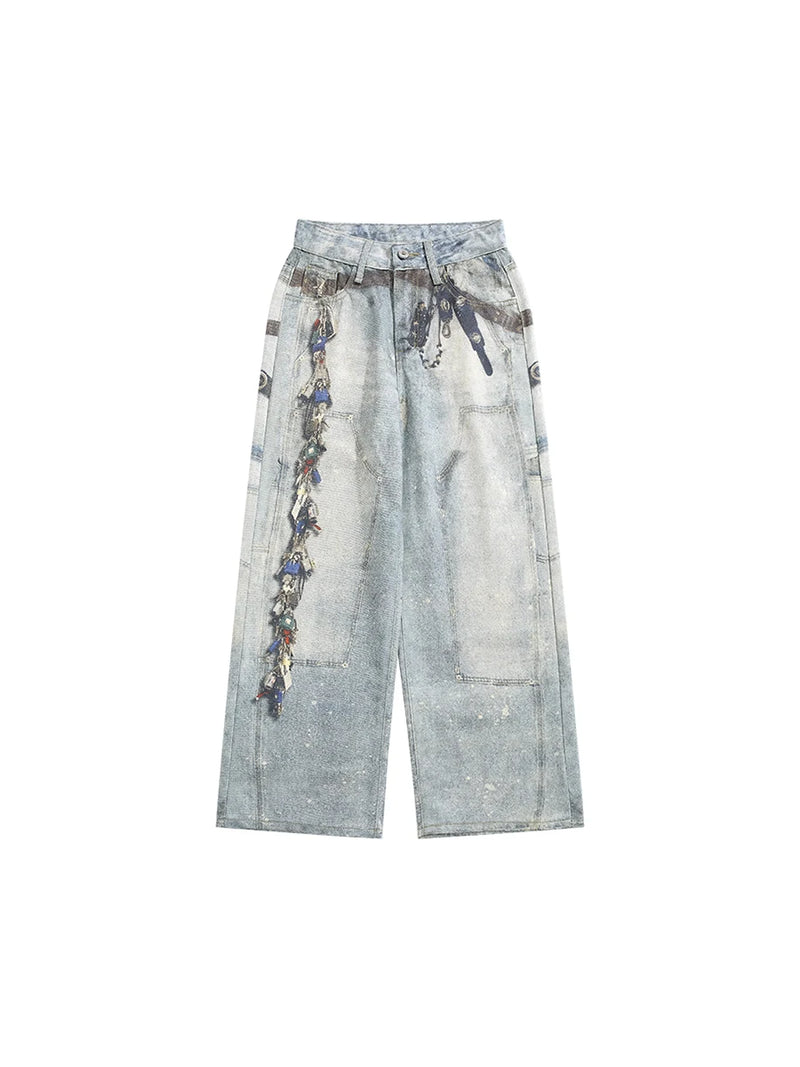 Girl Jeans High Street Straight Floor Trousers Chic