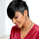 Woman with a stylish haircut wearing jewelry against a white background, Obroi
