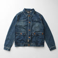Retro Lapel Denim Cargo Jacket Men's Cotton Casual Motorcycle Coat
