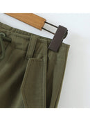 American Vintage Cargo Pants Autumn Street High Waist Loose Pocket Decoration Wide Leg Casual Pants Woman