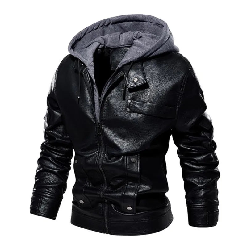 Winter Mens Leather Jackets Casual Motorcycle Jacket Biker Fleece warm Coats Windbreaker Leather Jacket