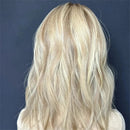 Wig Golden Blonde with Natural Roots Women Wigs Hair Transparent Cosplay Daily