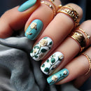 24pcs Short Square Fake Nails Press On Removable False Nails with Pattern Nail Art Elegant