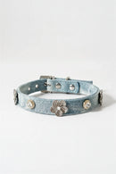 Custom Lettered Denim Pet Collars Small Dog Collar and Tag Set Poodle Schnauzer Dachshund  Dogs Accessoires Cat Collar