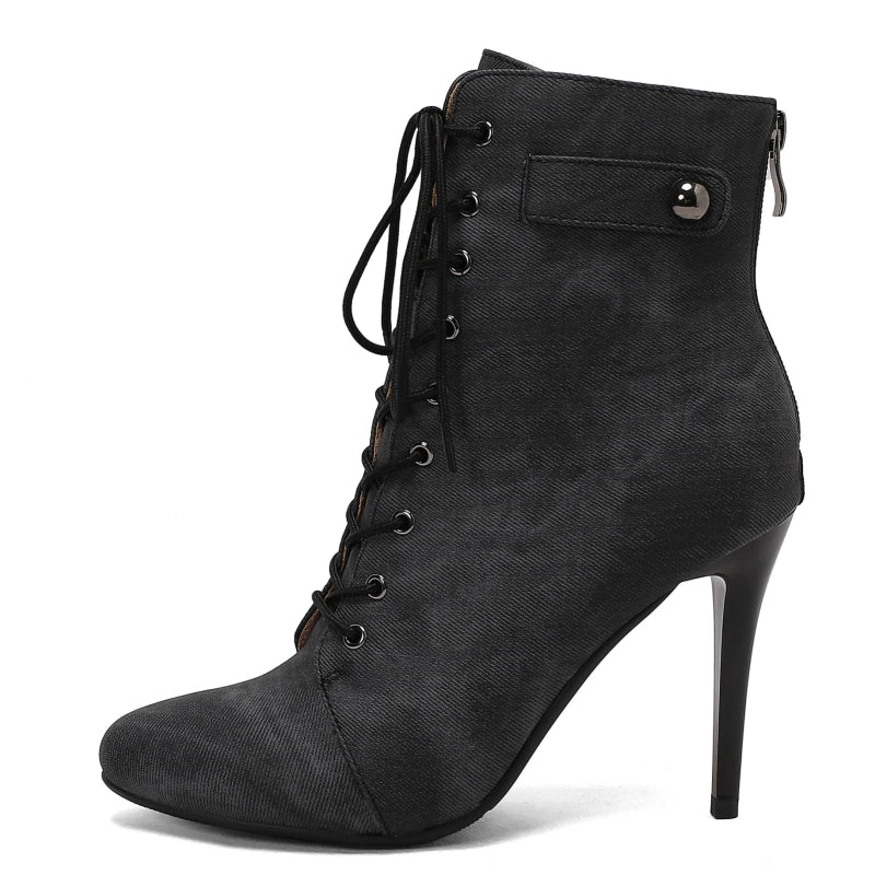 Women's Ankle Boots Short Boot Autumn Spring Denim Shoes Female