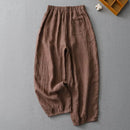 Linen Pants Plaid Loose Casual Trousers Women Clothing Bloomers Lantern Baggy Pants