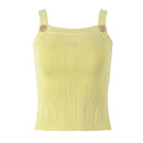 Summer Spaghetti Straps Women Street Knitted Slim Tops Solid Short Lady