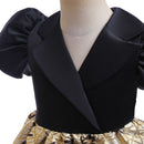 Elegant Children's Dress Girls Polo Neck Bubble Sleeve Birthday Party Princess Dress Halloween Girls Clothing