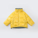 Winter cotton padded jacket new wash free down jacket wear short plaid and warm down jacket on both sides