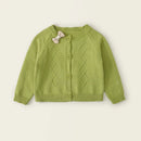 Baby Girls Clothes Set Kids Green Knitted Cardigan Vintage Floral Dress Children Autumn Knit Sweater Coat Princess Dresses