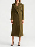 Spliced Double Breasted Basics Coats for Women Lapel Long Sleeves Versatile Long Coat Female Clothing