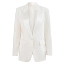 Minimalist Office Blazer for Women Notched Collar Spliced Single Button Loose Jacket Female