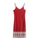 Floral Sling Dress Summer Holiday Woman Side Slit Spaghetti Strap Midi Beach