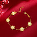 Women Light Luxury Super Flash Plum Blossom Set Female Plum Blossom Bracelet Necklace Earring Set