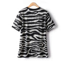 Woman Blouse Zebra Pattern Cool Hollow Straight Stretch Chiffon Summer Women T-shirts