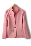 Elegant Woman Jacket Topstitched Suit Collar Elastic Slim Blazer Woman Spring Autumn Female Clothing