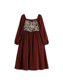 Romantic French Dress Spring Vintage Mori Girl Mid Long Frocks Female Long Sleeve Loose Holiday Party Club Dresses