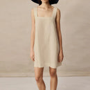 Linen Dresses For Women Vintage Sleeveless Back Bandage Summer Dress Birthday Party Mini Dress Beach Sundress