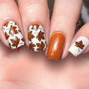 24pcs Wearable Nail Tips Orange Short Square Press on Nails with Golden Stripe Design Nails Sets