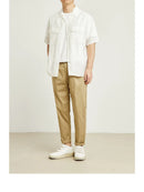 Short Sleeve Shirts Men Summer Camp Collared Patch Pocket Lyocell Minimalist Vintage Shirt